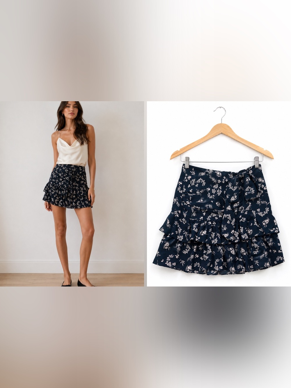 NWT Cinq à Sept Carson Silk Wrap Mini Skirt Navy Multi Floral Size 0